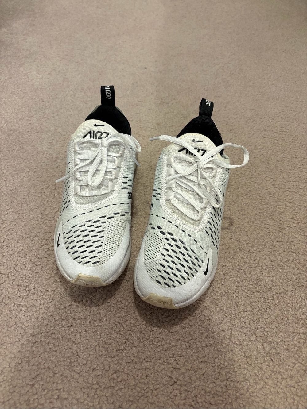 Nike Kids White and Black Mesh Athletic Sneakers